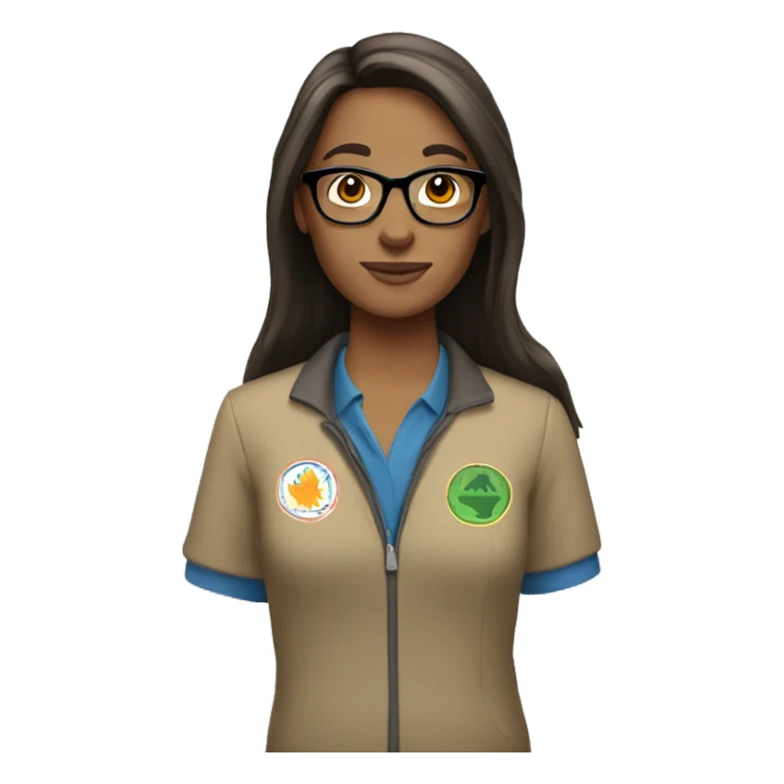 Brunette Camp counsellor straight hair with glasses sticker