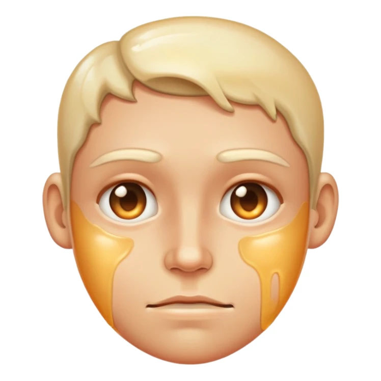 face with excessive oily shiny skin, unhealthy glow, greasy sticker