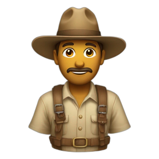 un explortador con sombrero de indiana jhones sticker