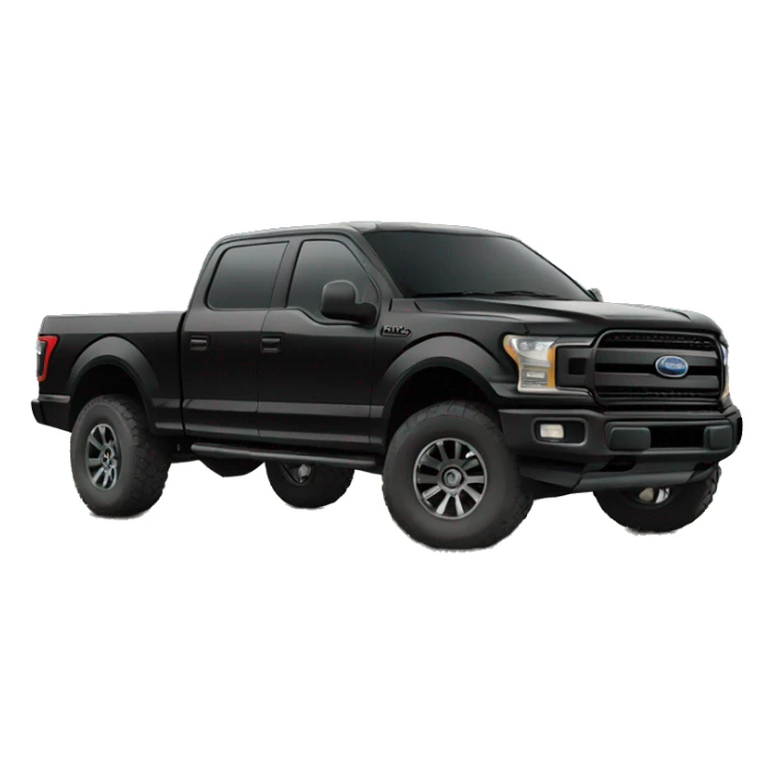lifted black ford truck with boulder in the back sticker