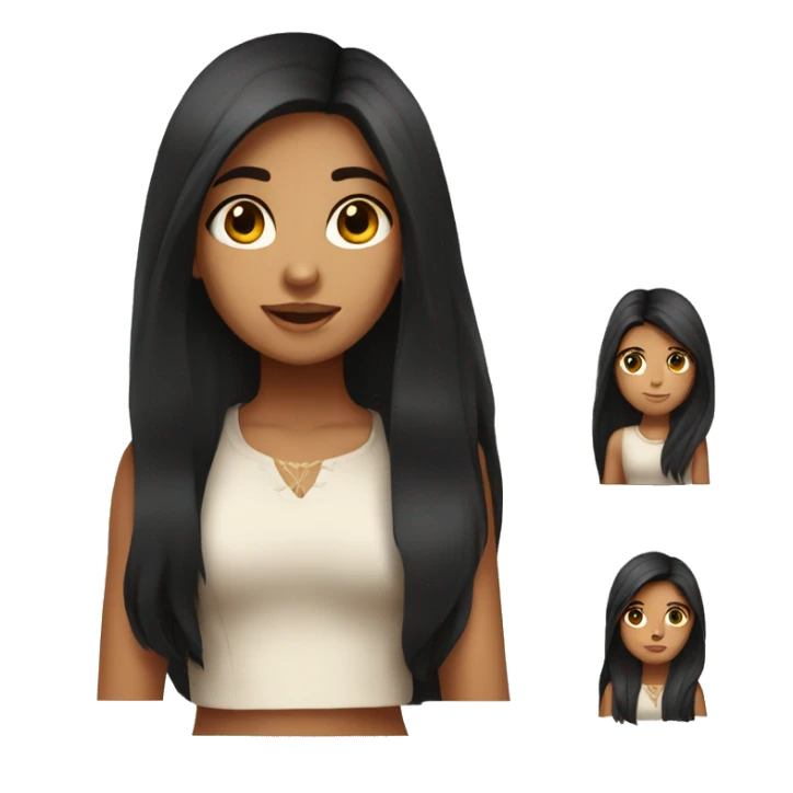 girl with black long hair brown eyes indian sticker