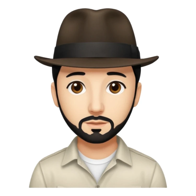 AJ McLean brown eyes, black hair, white shirt and fedora hat sticker