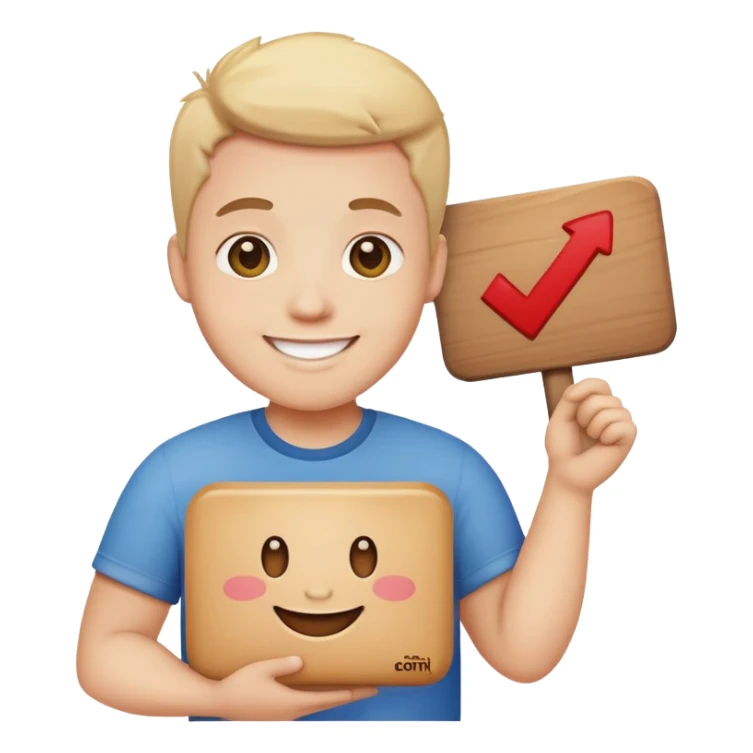 Smiling person holding a sign that says chunky sticker