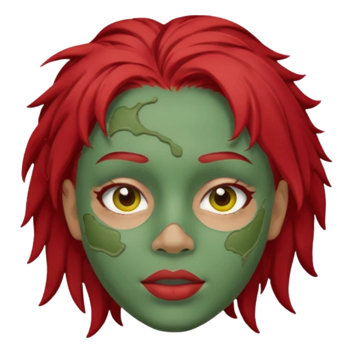 messy green full face clay mask red hair  sticker