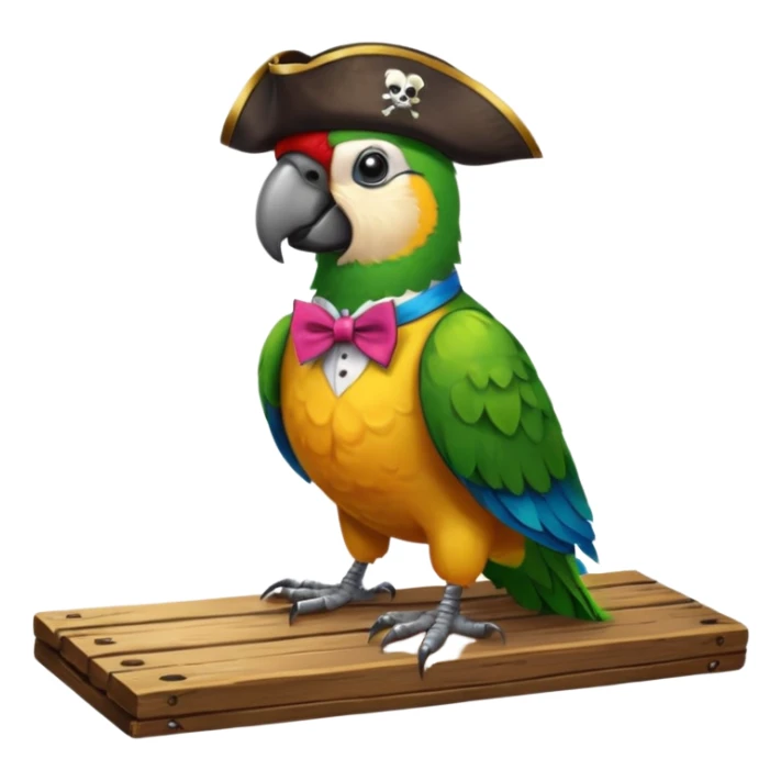 Pirate parrot wearing bow tie sticker