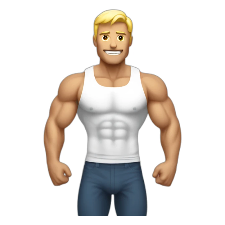 white bold full frontal man body building muscles sticker