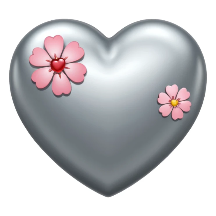 sakura heart with a metallic silver finish sticker