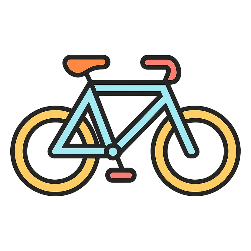 simple bicycle icon, lineal color icon with black outlines sticker
