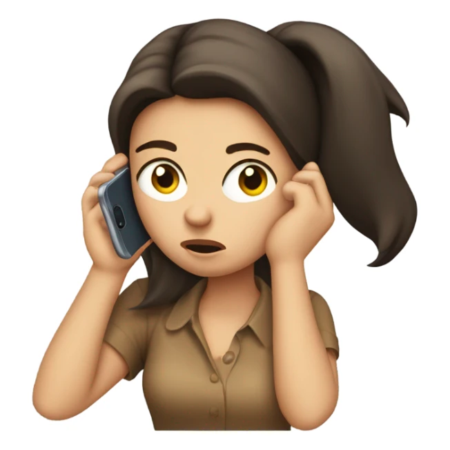 Brunette annoyed Girl calling sticker