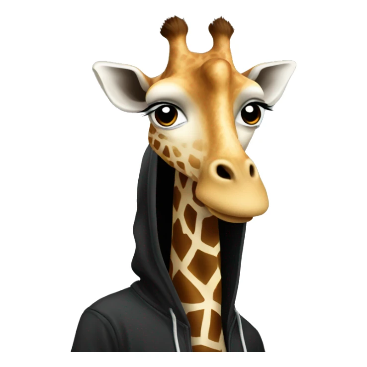 giraffe with long hair in a black hoodie sticker