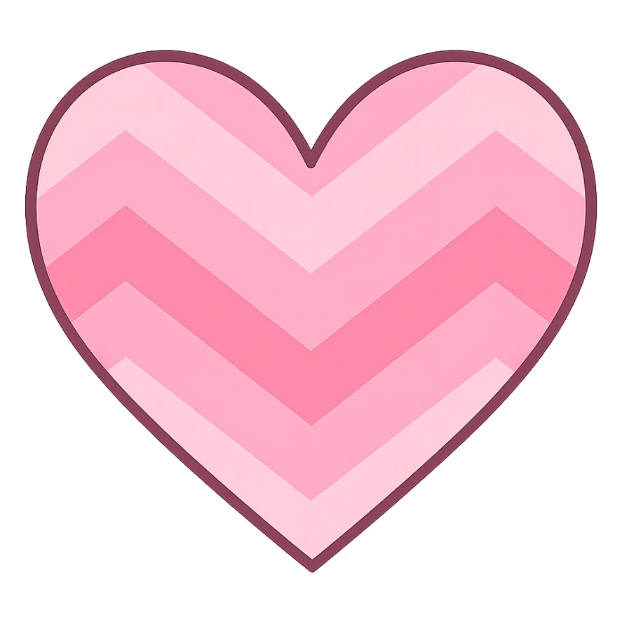 heart with a pink chevron design, clean digital illustration, no background sticker