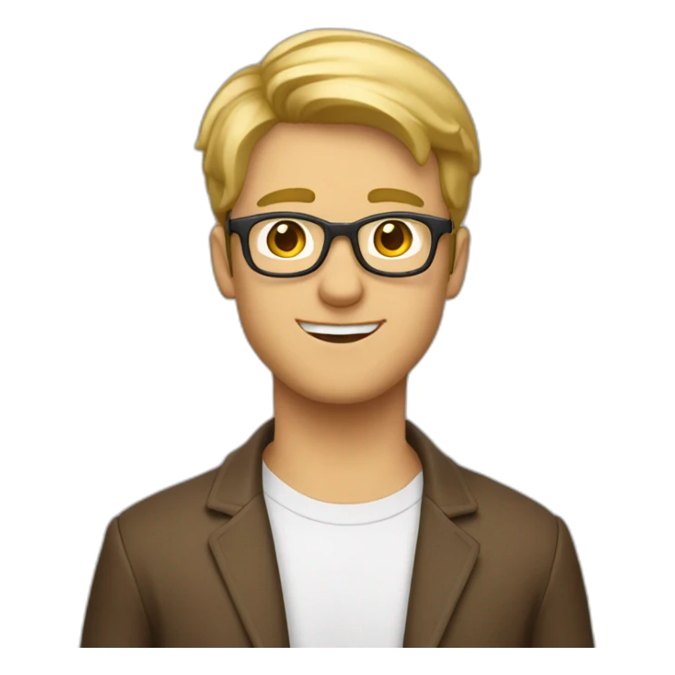 Corentin collégien lunette intéligent brun-blond sticker