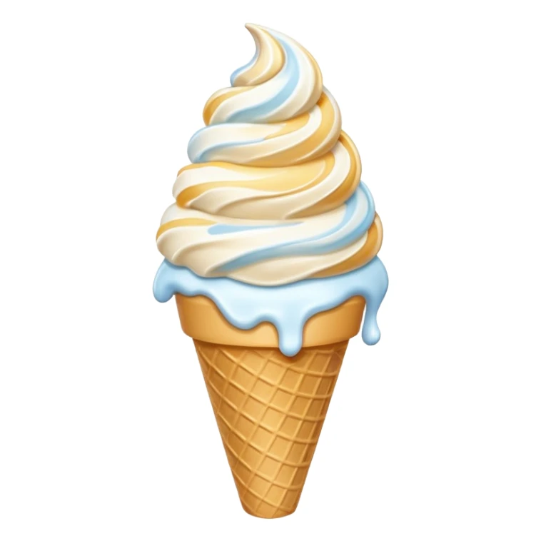 soft serve swirl ice cream in a cone, creamy texture, vivid highlights sticker