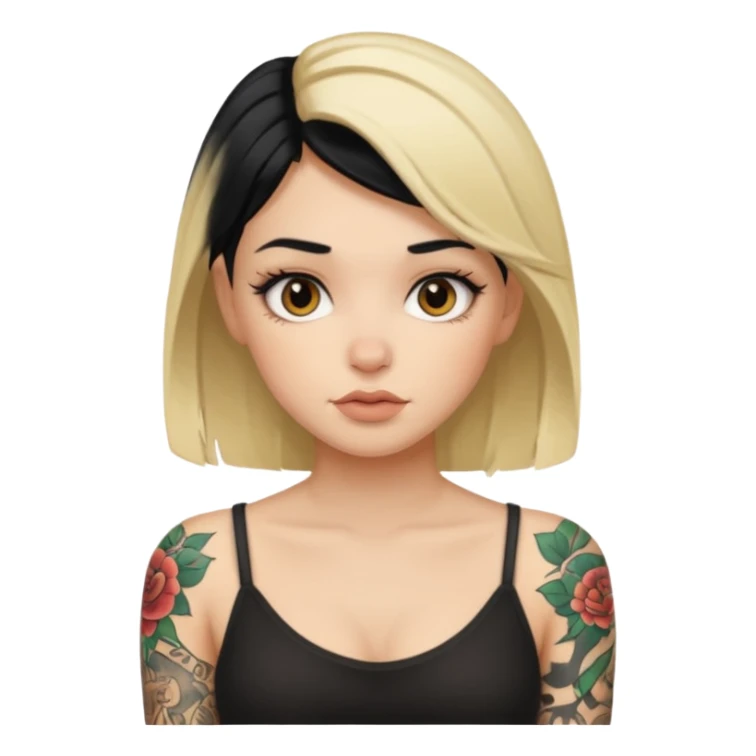 Tattooed black and blonde haired girl sticker