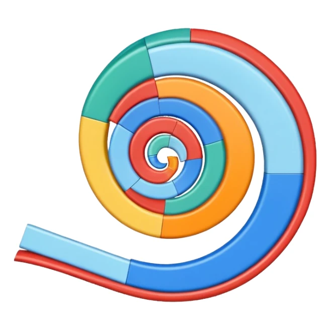 A single, smooth spiral ribbon curling gracefully upward, with small colored blocks along one edge to represent bases. Clean white background, scientific style. The spiral represents single-stranded mRNA (not DNA). Show only one ribbon, no ladder, no pairs, no second strand, no double helix. sticker