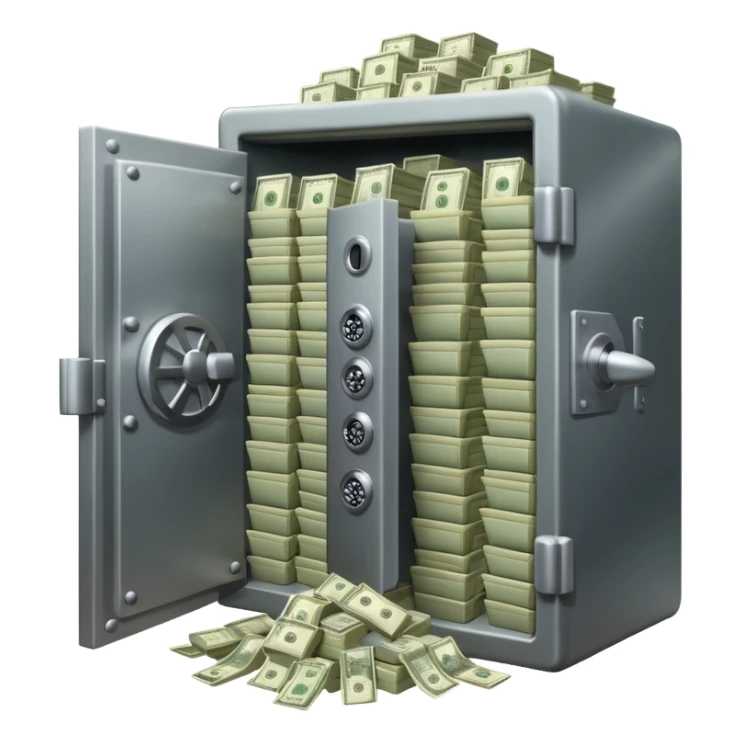 unlocked bank vault full of cash sticker