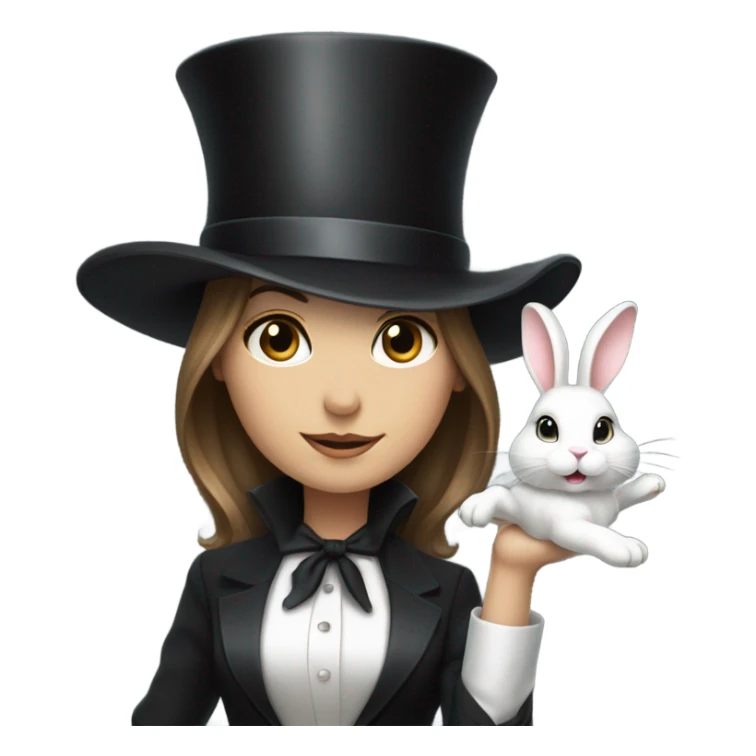 female Magician pulling rabbit out of hat sticker