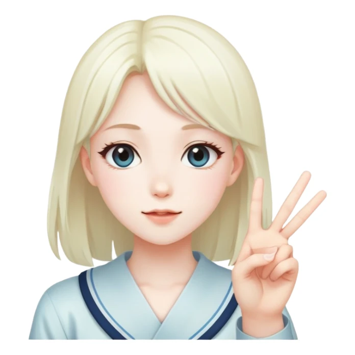 Cute anime girl giving peace sign sticker