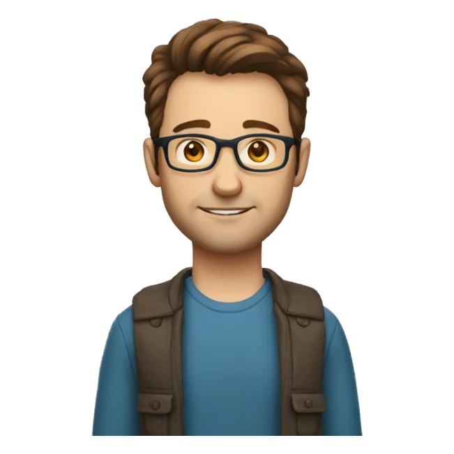 a 35 years old developer with glasses blue eyes and brown hair sticker