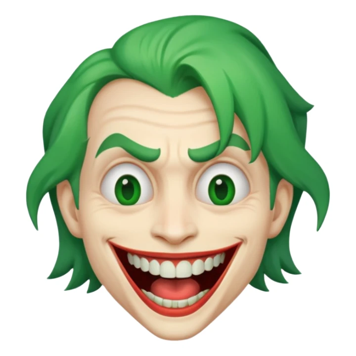 Joker face with big mouth, only one tooth sticker