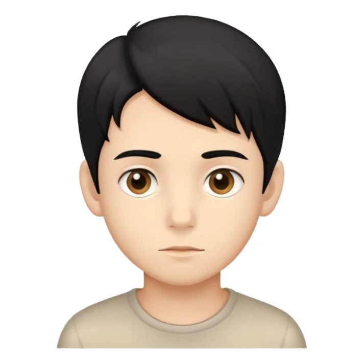 Beige tan young boy with black hair and light brown eyes sticker