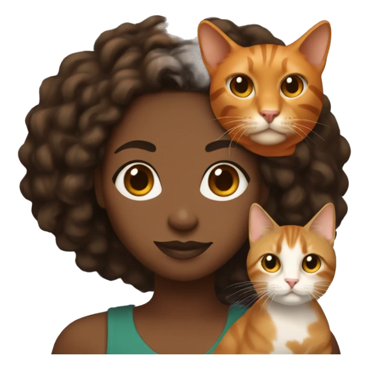 Black lady with locs one side black and the other auburn orange holding a tan cat sticker