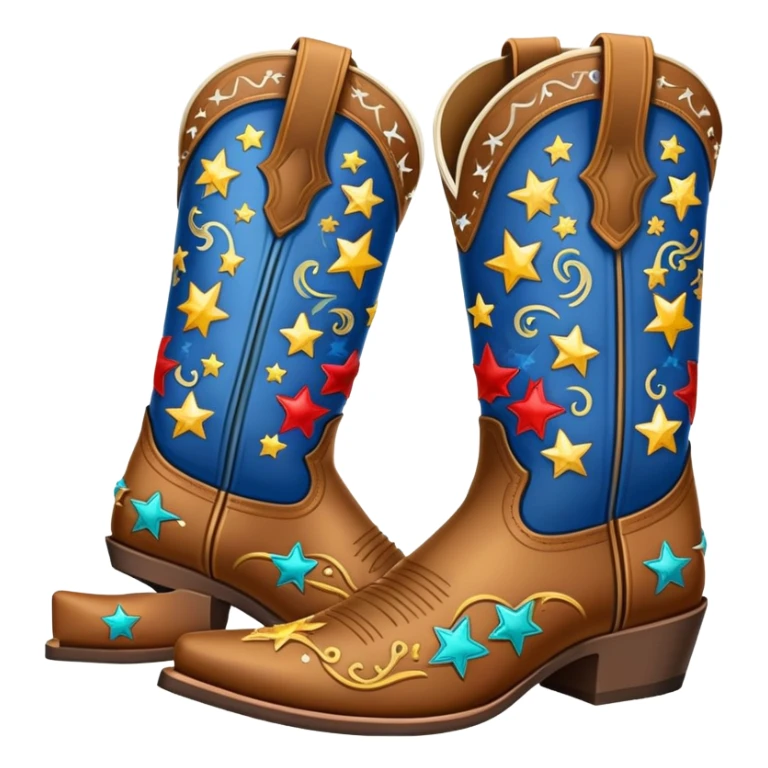 colorful fancy cowboy boots with stars and western patterns sticker