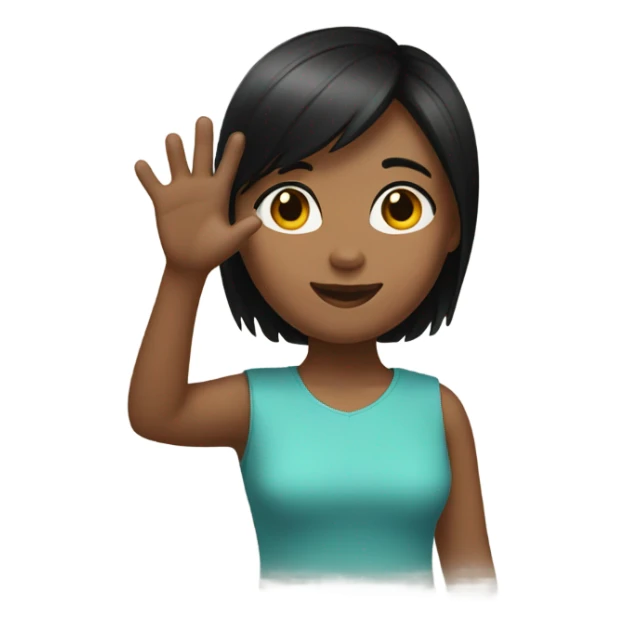 black short hair girl with raised hand sticker