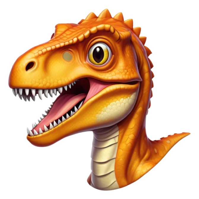 Cinematic Realistic Comical velociraptor/T-rex Portrait Emoji, Head tilted dramatically with an exaggeratedly amused expression, featuring a striking, glossy scaled body with bold natural textures and wide, expressive eyes brimming with playful disbelief, rendered with lifelike detail and dynamic natural lighting, high shine, dramatic yet playful, styled with an air of cheeky prehistoric mischief, soft glowing outline, capturing the essence of a spirited and over‐the‐top velociraptor/T-rex that looks ready to bellow its way into viral fame! sticker