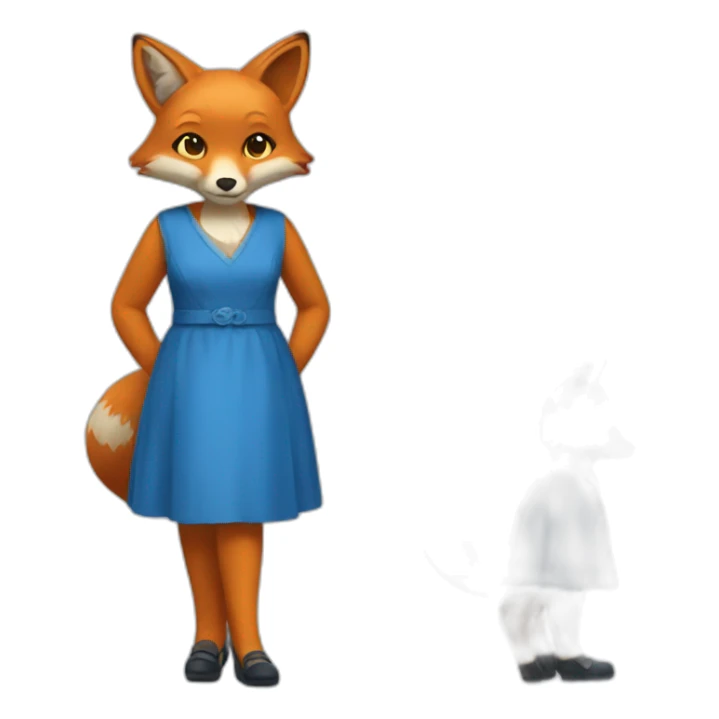 fox in blue dress and shoes  sticker