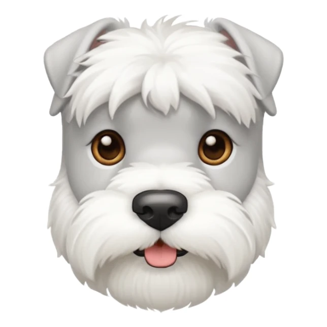 white schnauzer dog, head only, iOS emoji style sticker