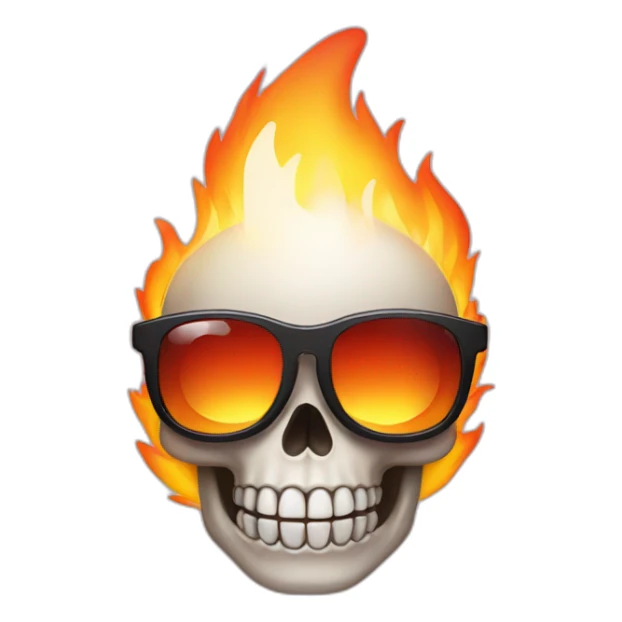 cute skull on fire wearing sunglasses sticker