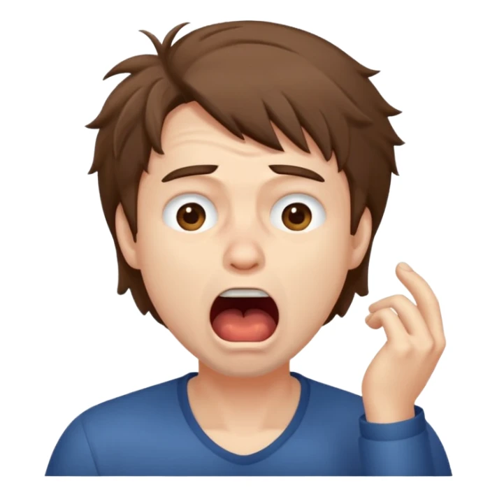 Weak man with disheveled hair yawning sticker