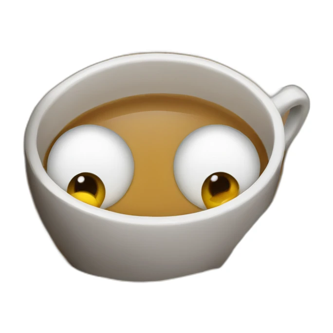 only two eyes inside a blanket and a hand holding acoffee cup sticker