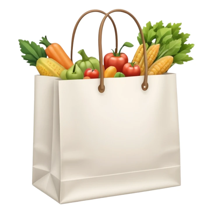 white shopping bag without face, and there are something full inside it sticker