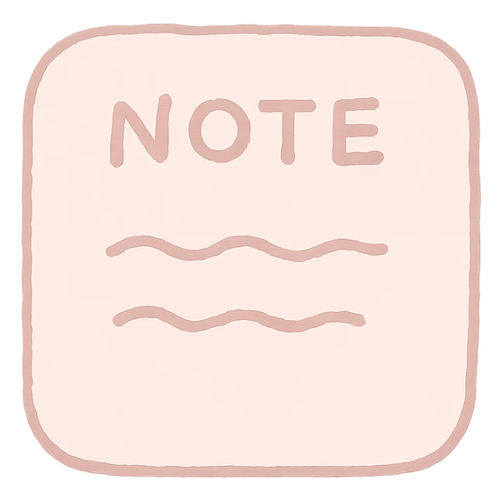 soft and cute notes memo icon, pink theme, Japanese hand-drawn style, transparent background, for mobile home screen sticker
