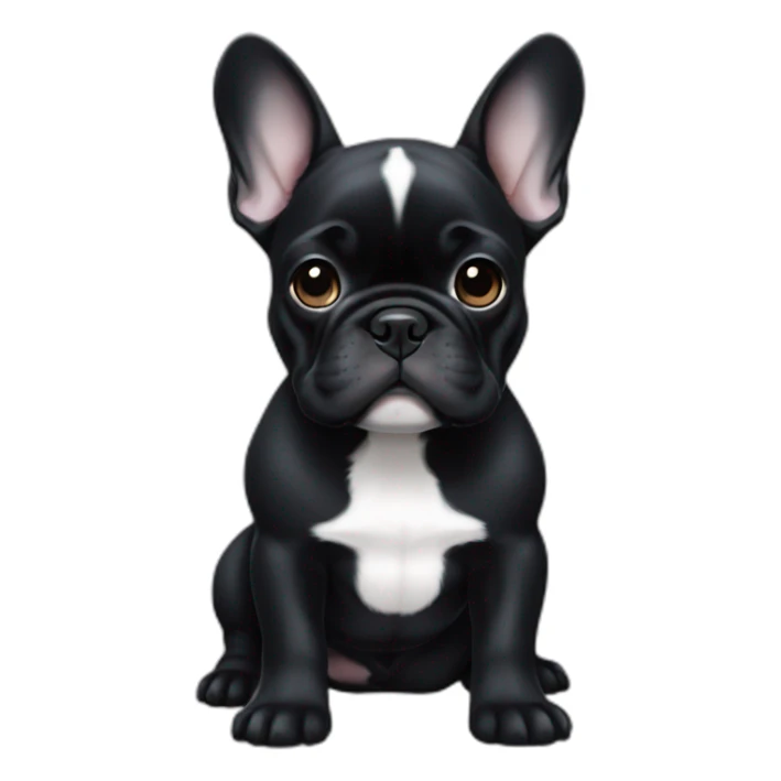 black french bulldog puppy with black chest sticker