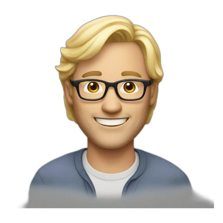 Man 50 Years old with glasses, smiling and Vera Long blond hair sticker
