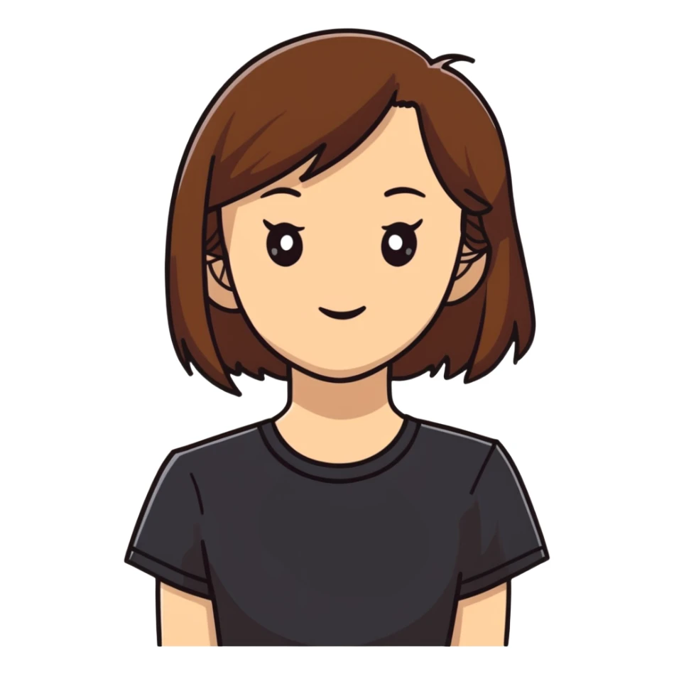 Brown straight-haired girl wearing black top sticker