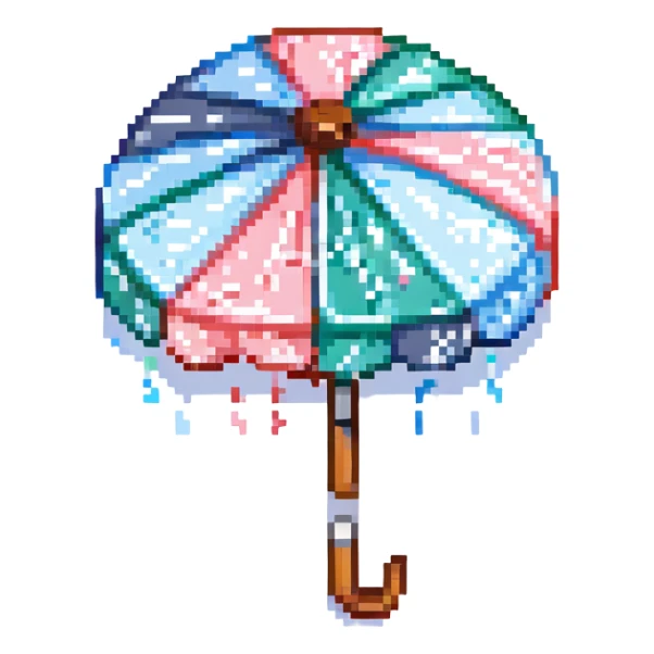 an umbrella with raindrops in burgundy color sticker
