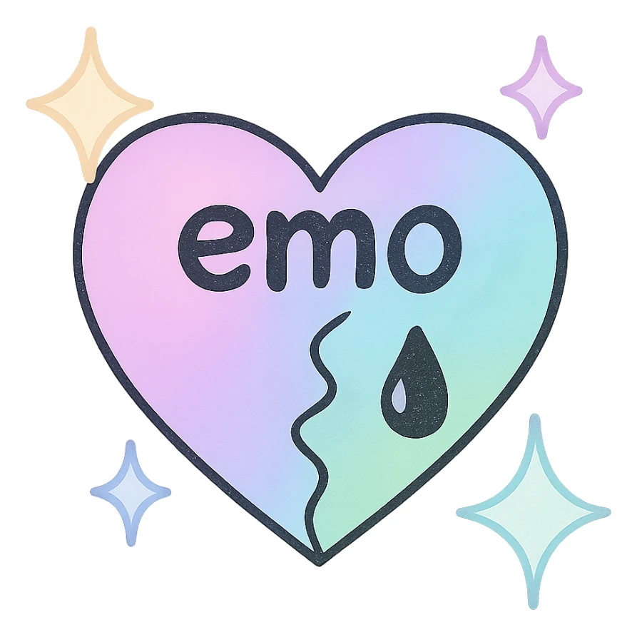 emo heart with sparkles, pastel colors sticker