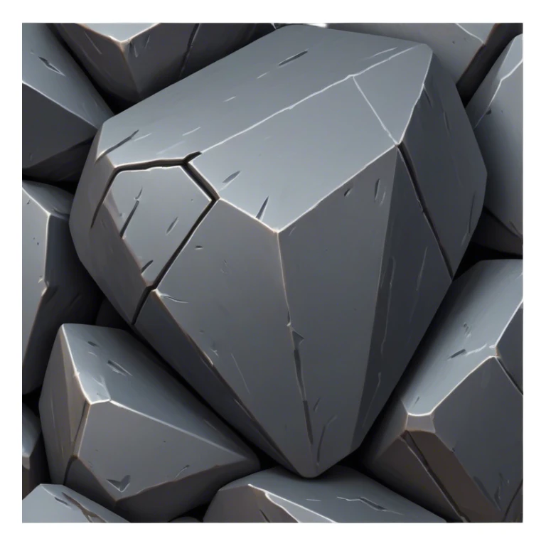 Cinematic Realistic Iron Ore, Strong and solid, with a dark, heavy surface marked by sharp angles and a faint metallic sheen. The deep gray color radiates durability and strength, while soft reflections show off the rugged texture. Soft glowing outline, capturing the essence of resilience and rugged strength in raw iron ore. sticker