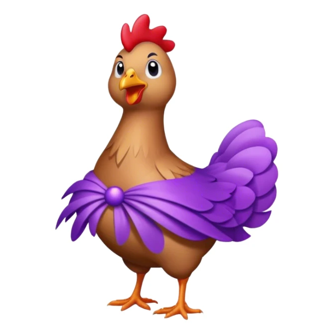chicken in purple ball dress sticker