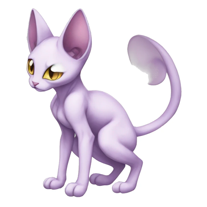 Anthro Mewtwo-Cat-Sphynx-Sona-Fakemon Nebula Full Body sticker
