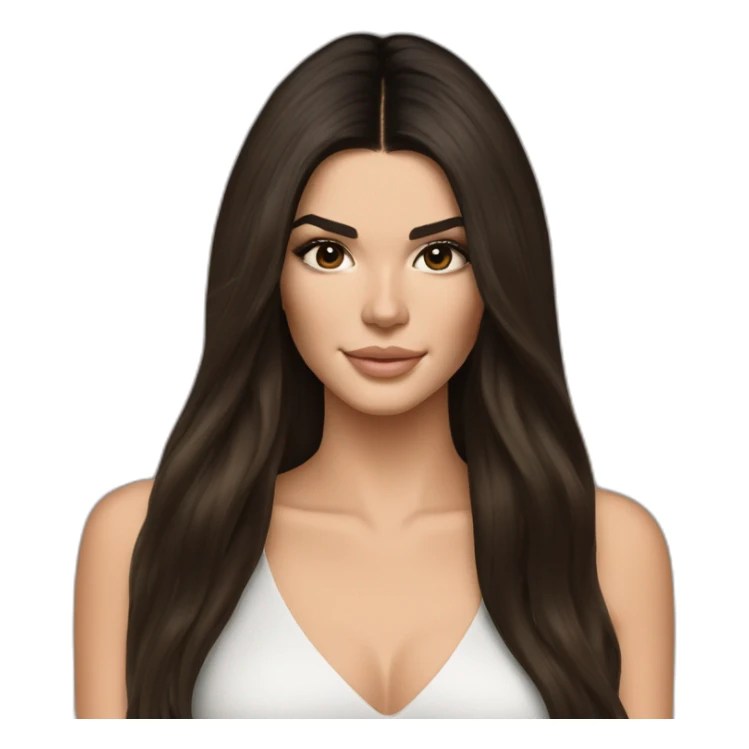 brunette Kendall Jenner with long hair with iPad sticker