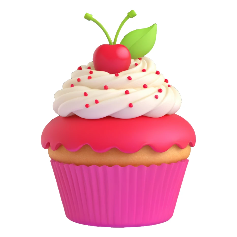 cupcake with a cherry on top and cheerful look sticker