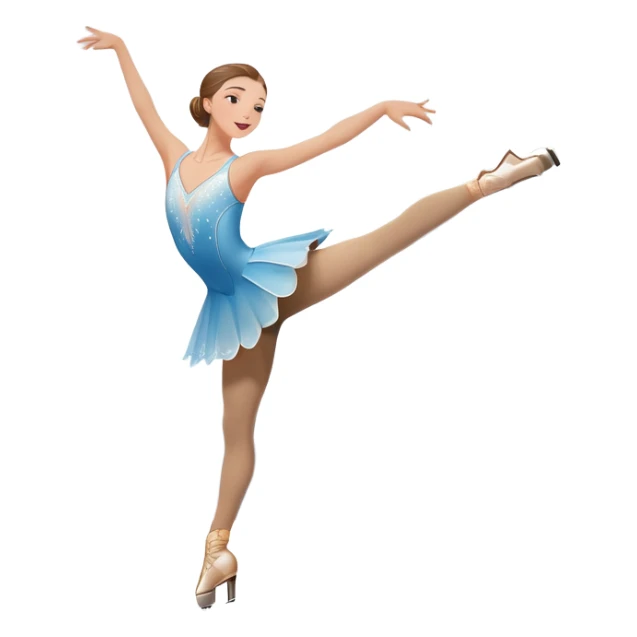 An icon featuring a graceful figure skater performing an elegant spin on a glistening ice rink. The background includes soft lighting, a crowd in the stands, and snowflakes gently falling. Transparent background highlights the beauty, artistry, and precision of figure skating. sticker