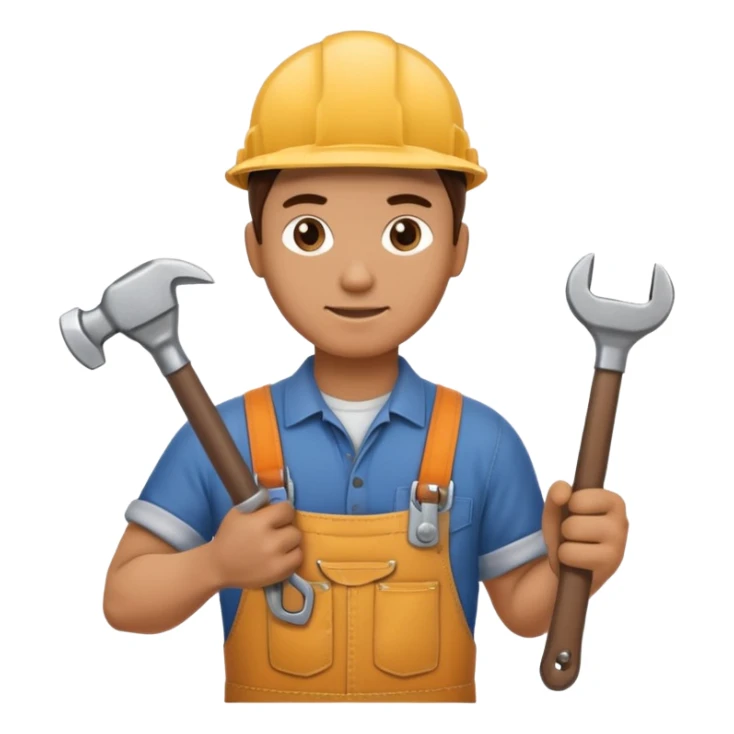 a handyman holding a wrench in this right hand and a hammer in his left hand sticker