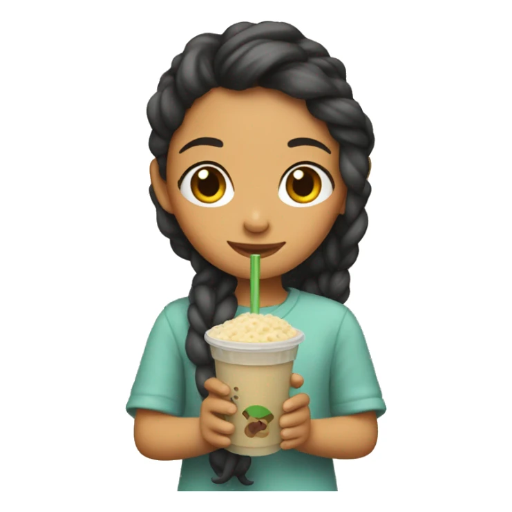 Girl holding boba sticker