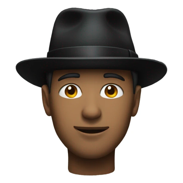 a man wearing a black hat and closing eyes sticker